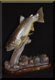 Brown Trout sculpture diving
